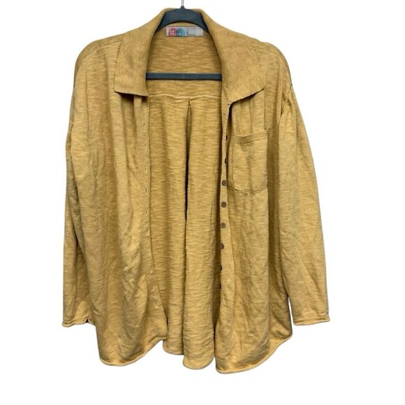 Free people beach yellow button down cardigan sweater size XS - Picture 2 of 4